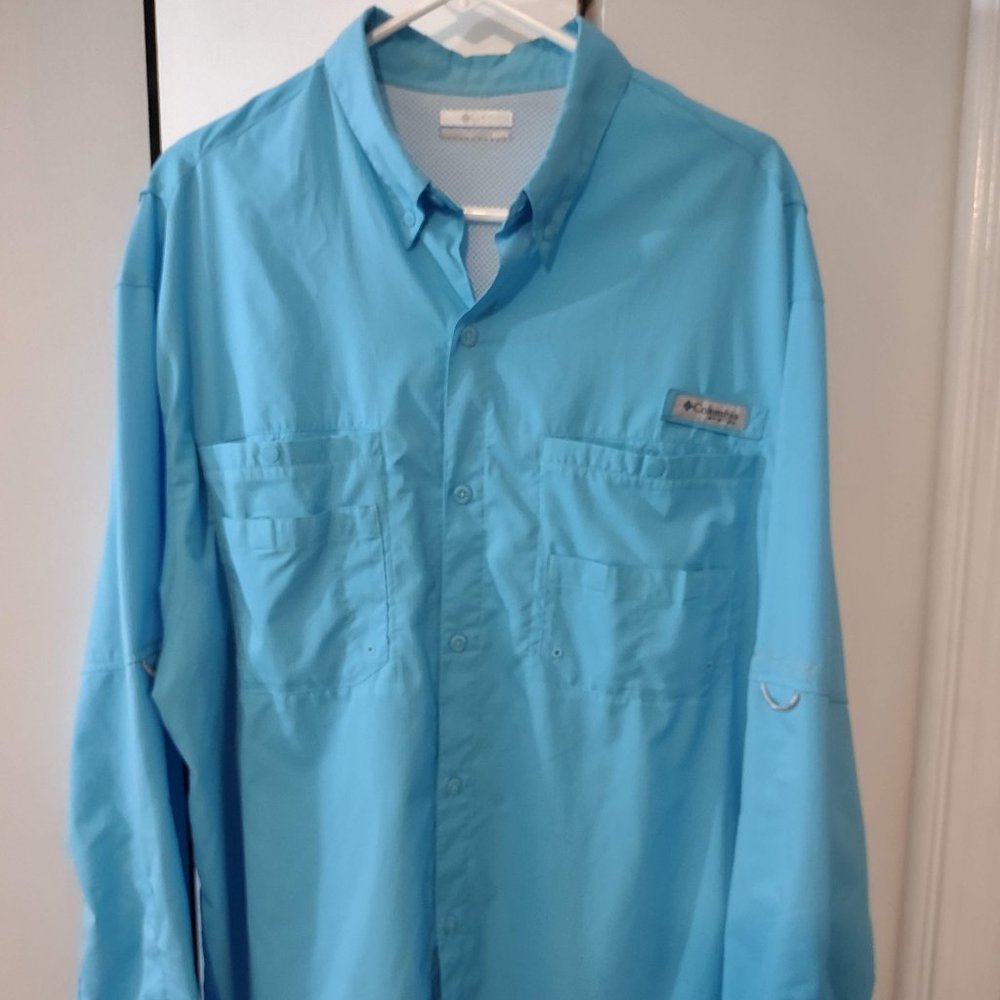Columbia PFG LS Bonehead Bahama Men's Fishing Shirt, Blue  XL